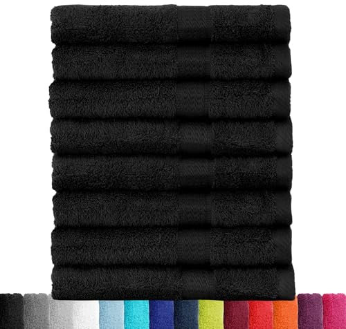 BaSaTex Frottier Handtücher Set aus weicher Baumwolle - 50x100 cm - 100% Baumwolle Öko-Tex Made in Green Zertifiziert | 8X Handtuch in Schwarz
