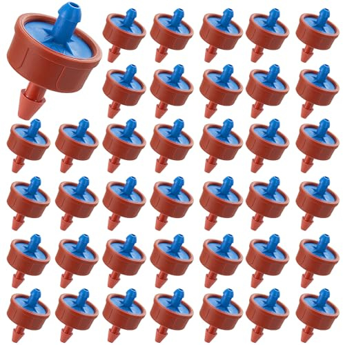 Lot de 60 têtes émettrices de goutte à goutte à compensation de pression 2 l/h pour tuyau d'arrosage de 1/4 pour pots de jardin, systèmes d'irrigation des plantes