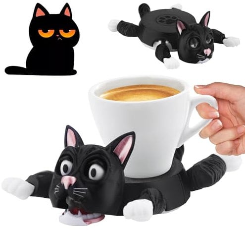 3D Print Cat Coasters, Cute Cat Coasters that Hold the Cup, Creative Animals Mug Holder with Funny Expression & Moving Limbs, Home Coffee Table Decor, Housewarming Gift for Pet Lovers