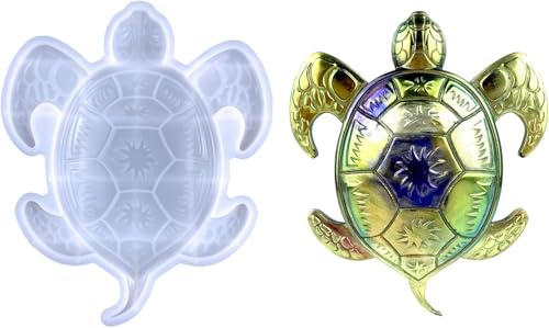 Selecto Bake Moule en silicone 3D tortue de mer, 16 x 19 cm, transparent, animal moulé en résine pour décoration d'intérieur