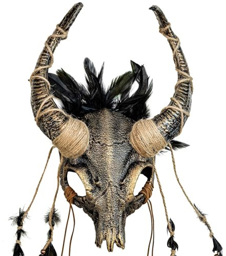 W WIDMANN MILANO Party Fashion - Masque de chaman crâne de taureau avec plumes, accessoire pour costumes vikings, carnaval