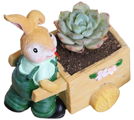 Fegtrtyoa Easter Bunny Cartoon Planter Flower Pot for Succulents Multi-Purpose Craft Decoration for Shelf A