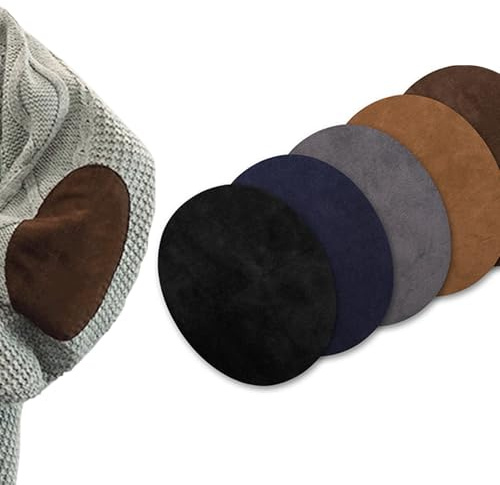 DCYQAIN 10 Pack Iron On Elbow Knee Patches, 5 Colours Oval Clothing Repair Patches, Fabric Iron-On Mending Pads for Sweaters Jackets Shirts