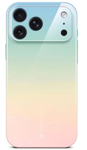 ONEFLOW für iPhone 17 Pro Hülle mit Design Muster, Designer Case Handy Schutzhülle mit Kameraschutz, Hardcase Bedruckt dünne Handyhülle, Splash Cover, Mint Beige Rosa Verlauf