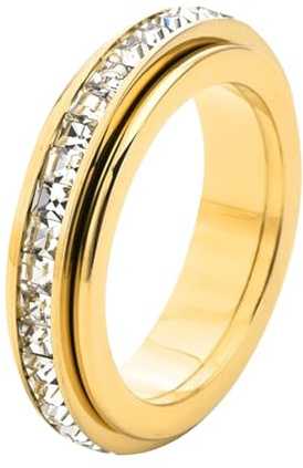 Zappelringe gegen Angstzustände Memoire Ringe Meditationsring Anti-Angst-Ringe für Frauen und Mädchen Hochzeitsring(Gold,9)