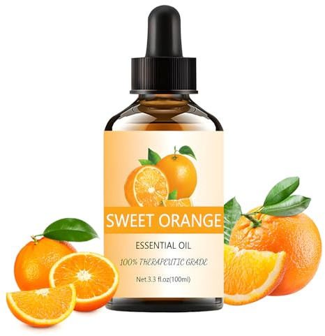 Aceite Esencial Naranja Dulce 100ml, Aceite Esencial Naranja Dulce y Duradero Calma el Cuerpo y la Mente para Humidificador Masaje Baño Cuidado la Piel Relajación Calma