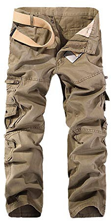 Hommes Pantalon Cargo Pantalon de Travail Style Militaire, Casual Pantalon Multi Poche Cargo Sports De Combat Pantalons en Coton pour Home, Kaki, 44 (Tag size 34)