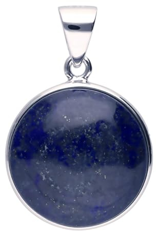 Anhänger Edelstein Lapis-Lazuli blau 925 Silber rhodiniert rund mit Wölbung schlicht