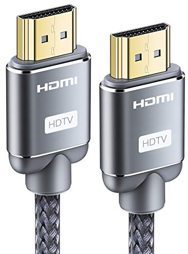 Snowkids Cable HDMI 10Metros Cable HDMI de en Nylon Trenzado Compatible con 3D/Retorno de Audio - Cable HDMI para Blu-Ray/Ultra HD TV/Pantalla - Gris