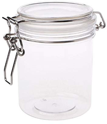 YFairy - Storage Jar, 500ML, Plastic, Round, Clip Top Storage Jar, With Airtight Seal Lid, Kitchen Food Container, Tableware Preserving, Cosmetic Cream Organizer