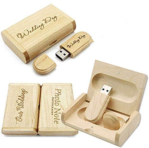 RXFSP Clé USB personnalisée gravée au Laser en Bois Massif Boîte de Rangement pour Photos de Mariage, Souvenirs de Mariage, cérémonie de Mariage, Personnalisation d'entreprise, Cadeau Personnel