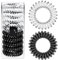 Reskthetic - hochwertige Spiral Haargummi (transparent/schwarz), schonend zum Haar, nachhaltig, umweltfreundlich, (Telefonkabel, Zopfgummis) für Mädchen & Frauen/Damen (10 x 4 cm)