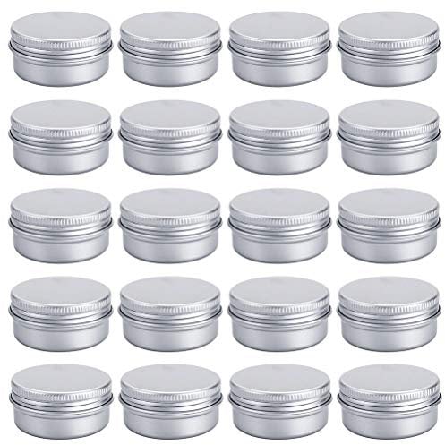 nuoshen 20 Pcs Aluminium Tin Jars, 20ml Empty Cosmetics Containers Pots for Sample Makeup Creams