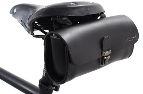 Gusti Satteltasche Leder - Raymond P. Damen und Herren Fahrradtasche Zubehör Fahrrad Diebstahlsicherung Sattel Vintage Retro Diebstahlsicher Schwarz