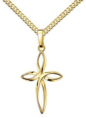 JEVELION Kreuz-Anhänger mit Infinity Symbol für Damen, Herren und Kinder als Kettenanhänger Gold-Kreuz 333 Gold 8 Karat mit Schmuck-Etui