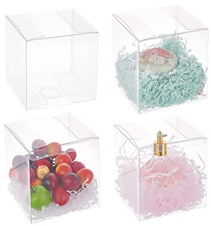 BENECREAT 20PCS Klare Hochzeitsbevorzugungsboxen 11x11x11cm Quadratische transparente PVC-Geschenkboxen für Schmuck Speicher Display, Hochzeit, Valentinstag