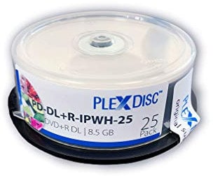 Optodisc PlexDisc Dvd + R DL, 25 Pezzi, 8X, 8,5 GB, Doppio Strato, stampabile a Getto d'inchiostro, Bianco Opaco