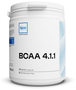 BCAA 4.1.1 Pré-workout | Booster puissant • Surdosé en Leucine • Sans OGM • Complément alimentaire • Musculation & Fitness | Nutrimuscle | 120 Gélules