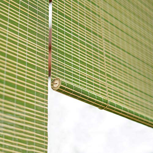 Grüne Bambus Raffrollo,Bambusrollo Seitenzug Fenster Rollos,Holzrollo Sichtschutz,Lichtfilter-Fensterläden,für Patio,Küche,Türen,Veranda Sonnenschutz-Dekorationsvorhang,Anpassbar (130x160cm/51x63in)