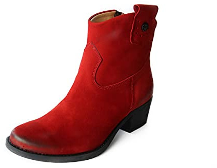 Hollert Straßenschuhe NICKI Lammfell Stiefeletten Boots Winterschuhe Echtleder Velourleder Schuhgröße 40, Farbe Rot