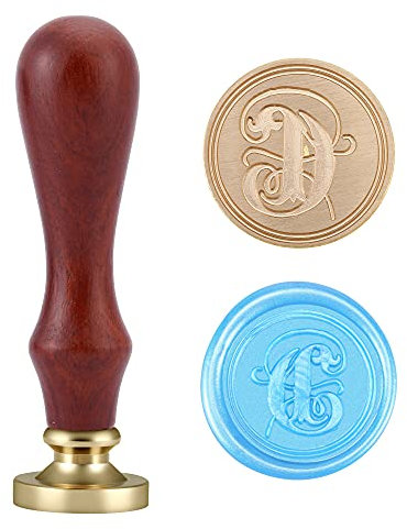 Mogokoyo Vintage-Stil Wachs Siegelstempel Initialen Buchstabe Stempel mit Holzgriff A-Z Gotik Schriftart Siegel Petschaft Brief 26 Buchstaben (C)