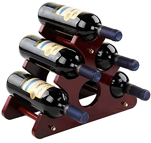 Bhina Freistehendes Weinregal Massivholz,Kleines Tisch Weinregal,Weinregal Aus Holz Für Zuhause,Wine Holde,Kann 6 Flaschen Wein Unterbringen,Die In Bars,Häusern,Küchen,Schränken Verwendet Werden