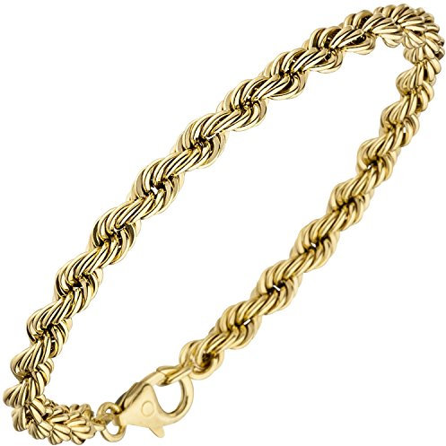 Jobo Herren Damen Kordel-Armband aus 14 Karat 585 Gold 4,9 mm 21 cm