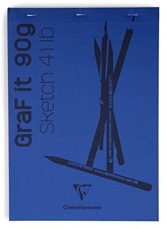 Clairefontaine 96732C - Packung mit 5 Skizzenblöcken GRAF IT, DIN A6 10,5x14,8cm, kopfseitig geheftet, 80 Blatt 90g, blanko, Marineblau, 1 Pack