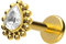 PIERCINGLINE Titan Labret mit Gewinde Kristalltropfen Piercing Lippe Nase Ohr Helix Goldfarben 1,2 x 8 mm