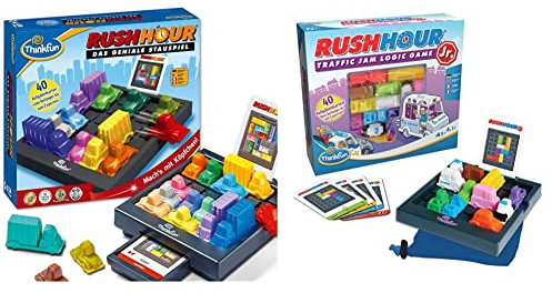 ThinkFun 76301 Rush Hour, Logik- und Strategiespiel, ab 1 Spieler, ab 8 Jahren & 76442 - Rush Hour Junior - Das bekannte Logikspiel für jüngere Kinder ab 5 Jahren. Das Stauspiel für Jungen und Mädchen