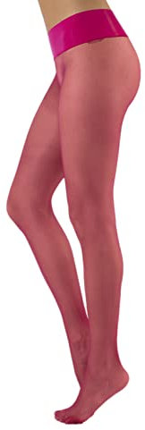 CALZITALY Collant Voile, Collant sans Coutures, Transparent, Collant Femme | 15 DEN | Noir, Naturel, Bleu, Violet, Vert, Rouge, Pois | S, M, L, XL, XXL | Made in Italy (S, Cerice Pink)