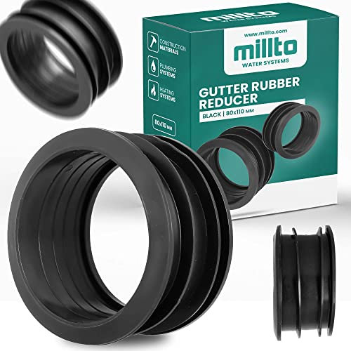 Millto™ Réducteur de tuyau d'évacuation de gouttière 80/110 mm - Raccord de tuyau en caoutchouc - Adaptateur de raccord de gouttière - Raccord de raccord de système d'eau de pluie