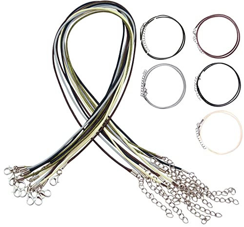 10PCS Waxed Necklace Cord with Clasp 1.5mm Necklace Cord,Adjustable Braided Necklace Rope for Christmas Necklaces DIY Bracelet Jewellery Making(5 Assorted Colors)