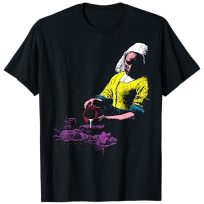 Vermeer The Milkmaid Pop Art 80er Jahre Pop Minimal Barock Kunst T-Shirt