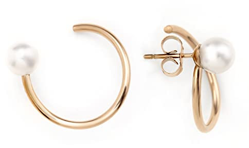 Heideman Ohrringe Damen Loop 2 aus Edelstahl rosegold farbend poliert Ohrstecker für Frauen mit Perle weiß rose vergoldet