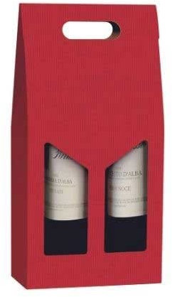 Mottola Packaging -20pezzi- Scatola Porta bottiglie - confezione regalo per 2 bottiglie- colore rossa