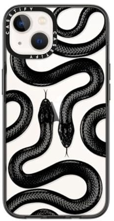 CASETiFY Compact iPhone 14 Case [2X Military Grade Drop Tested / 4ft Drop Protection] - Black Kingsnake - Clear Black