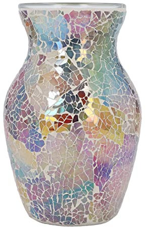 HERCHR Mosaik-Glasvase, dekorative Vase, Bunte Blumenvase für Büro, Wohnzimmer, Küche, Hochzeitsbankett, Heimdekoration, 20,3 cm