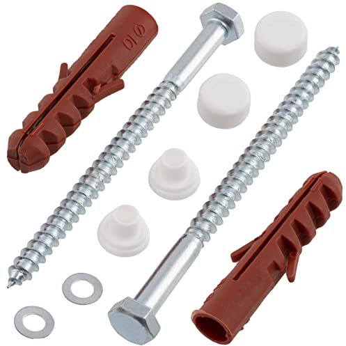 AERZETIX - C65141 - Kit de fijación para WC/bidé tornillo Ø6x90mm montaje en el suelo - taco Ø10x50mm - en nylon/metal - tirafondos cabeza hexagonal - fijación fontanería sanitario hormigón