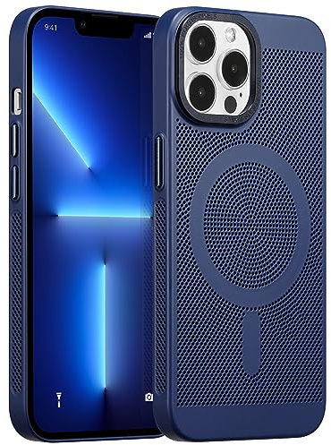 ZCDAYE Magnetic Case for iPhone 14 Pro Max, Cooling Gaming Case Support Wireless Charging, Hard PC Slim Fit Anti-Drop Heat Dissipation Protective Cover for iPhone 14 Pro Max (6.7 inches), Dark Blue
