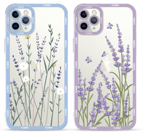 Yoedge 2 Stück Handyhülle für iPhone 11 Pro Max Hülle, Süße Blumen Muster Design Mädchen Aesthetic Handyhülle Dünn Weich Silikon Slim TPU Kameraschutz Stoßfest Schutzhülle für iPhone 11 Pro Max 6,5