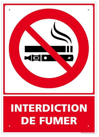 Panneau Interdiction De Fumer Alu 2 Mm - 150 X 210 Mm Signalisation Rectangulaire Prépercée Avec Kit De Fixation Fabrication Française