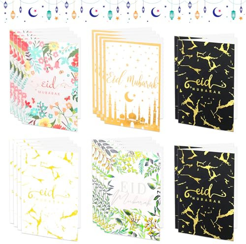 Lets Joy 20 Stück Eid Mubarak Karten, Eid Mubarak Klappkarten, Eid Mubarak Ramadan Kareem Postkarte, Islamische Muslimische Ramadan Karte, Eid Mubarak Ramadan Party Supplies Segenskarte