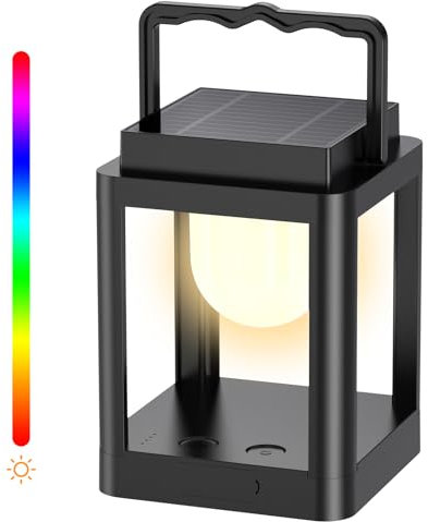 Solarlampen für Außen, Collasis Solarleuchten Wechselnde mit 10RGB Farbe,3-Levels Helligkeit Solar Laternen mit Type-C Aufladbar, IP54 Wasserdicht Camping Lampe für Hängend Garten Terrasse Esstisch