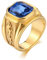 Aotiwe Eheringe Vergoldet, Edelstahl Ringe Herren Breit Rechteckiger Drache Ringe Herren Normal mit Blau Quadratschliff Zirkonia Größe 54 (17.2)