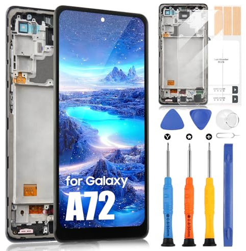 LCD Display für Samsung Galaxy A72 4G Display für Galaxy A72 4G / 5G LCD Bildschirm SM-A725F SM-A725M SM-A726B Digitizer Touchscreen Ersatzteil Montage mit Werkzeugen (Schwarz mit Rahmen, TFT)