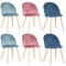 GrandCA HOME Set di 6 Sedie per Sala da Pranzo in Velluto, Sedie da Cucina Imbottite con Gambe in Metallo, per Soggiorno, Verde+Blu+Rosa