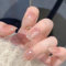 Square False Nails, 30Pcs Gradient Aurora Fake Nails Square Press on Nails, Hailey Nail Tips with Nail Glue, Stick on Nails for Women (Gradient Aurora)