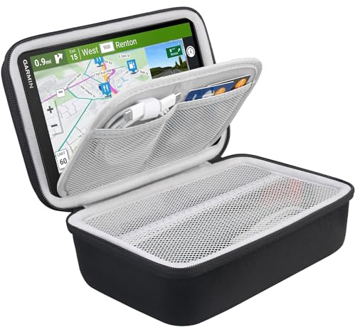 BOVKE Navi Hülle Tasche für 8 Zoll Garmin DriveSmart 86 / Camper 890 / dēzl LGV810 / dēzl LGV 800 Navigationsgerät, Mesh Tasche für Auto Power Kabel Zubehör, schwarz