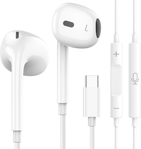 Auriculares USB C para Samsung Galaxy S23, Hi-Fi Estéreo Auriculares USB Tipo C con Micrófono Control de Volumen intrauditivos con Cable Auriculares para Samsung Galaxy S24/S22/S20 A53/54, Huawei P40